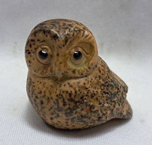 Vintage Japan Owl Figurine | Mini Stoneware Owl | 