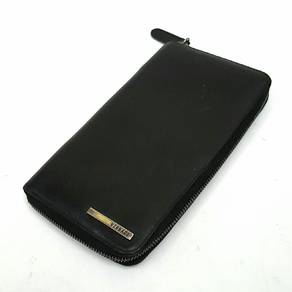 Versace Saffiano Leather Zip Around Wallet