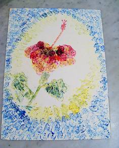 Creative Block Print Picture - Hibiscus