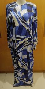 Blue Geometric Print Modern Baju Kurung