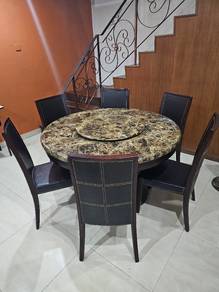Meja Makan Marble 6 Seater + Lazy Susan