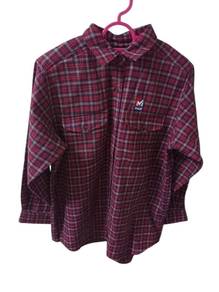 54.Millet Plaid Flannel Button Up Shirt Red Navy M