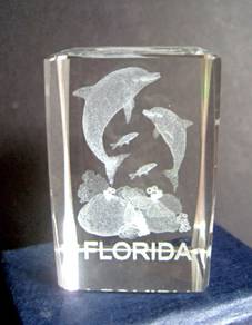 Florida Souvenir Dolphins Laser Engraved Block