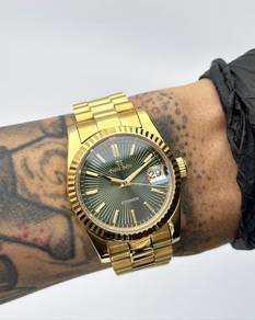 Custom Seiko Mod 36mm Gold Green GS President