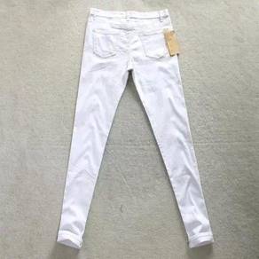 [25.11] WHITE BIG SiZE DENIM SLIM JEANS MEN PANTS