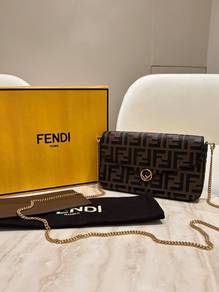 Fendi Wallet On Chain In Zucca Leather