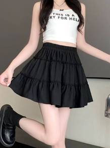 拼接蓬蓬蛋糕裙女 black skirt