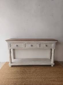 Handcarved Console Table with 3 Drawers