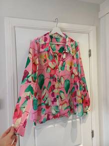 Zara floral pink blouse