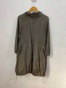 Uniqlo Olive Hooded Long Parka Coat