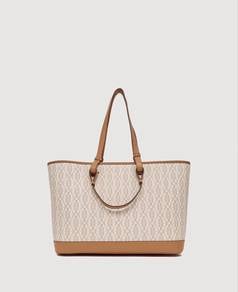 NEW BONIA WOMEN BROWN CARMINE MONOGRAM TOTE BAg