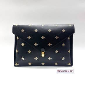 Preloved Gucci Black Bee Star Portfolio Clutch