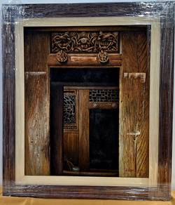 Oil Painting - Antique Handcrafted Wood Door
