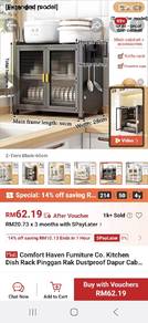 2-Tiers Black Dish Rack Dustproof Kitchen Cabinet
