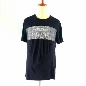 Armani Exchange Stripes Wording Black Tee
