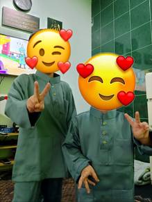 Ash blue baju melayu set anak dan bapa