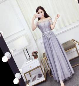 White grey pink prom wedding bridesmaid dress RBBD