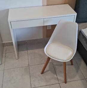 Minimalist White Study Table + Chair Set