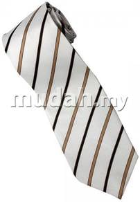 EBR2 Brown Black White Striped Formal Neck Tie
