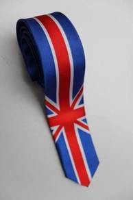SLIM Patriotic UK United Kingdom Flag BLU Neck Tie
