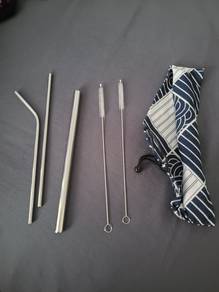 Stainless steel straw set