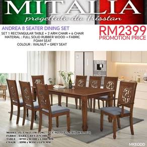 Meja Makan 8 Seater Solid Kayu | Perabot Murah