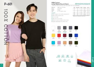 100% Cotton Round Neck Long Sleeve T Shirt 160gsm