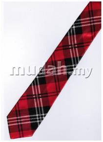 Red Black White Striped Korean Slim Neck Tie