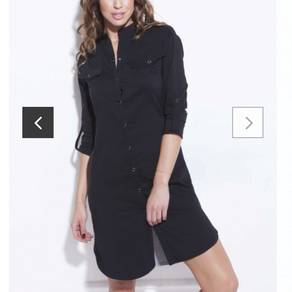 Ralph Lauren Black Button Front Cotton Shirt Dress