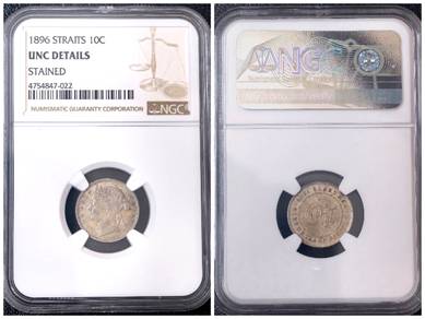Straits,1896 Queen Victoria  10 Cents Silver Coin