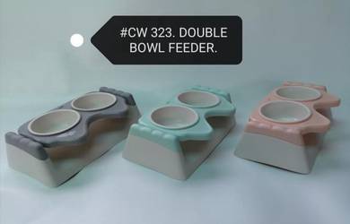 CW323 Pet Feeder Double Bowl Feed Water Makanan