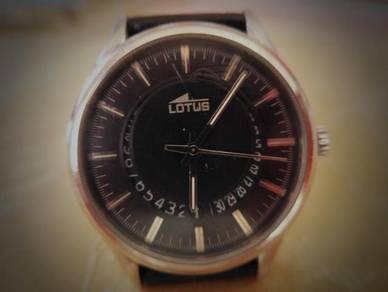 Large Lotus Quartz Black Dial Watch