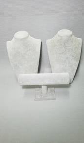 Grey velvet necklace display 