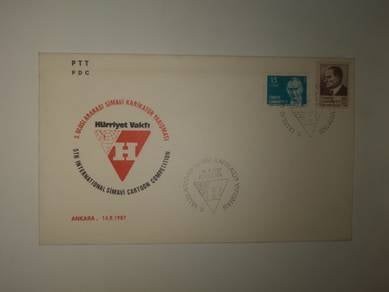FDC Stamp Turkiye 1987- Simavi Cartoon Competition