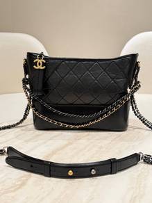 Chanel Large Chevron Gabrielle Black Hobo Bag