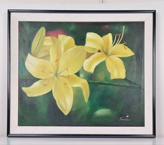 Oil painting - Golden Lilies in Bloom