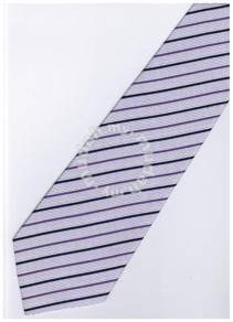 EPP08 Purple White Quality Striped Formal Neck Tie