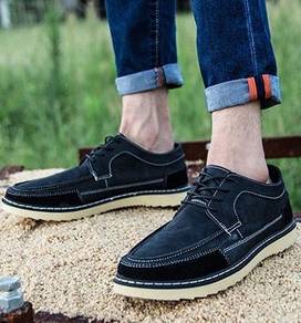 0238 Black Retro Business Dock Boat Kasut Shoes