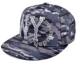 Camouflage Hip-Hop Grey Flat-Brimmed Snapback Cap