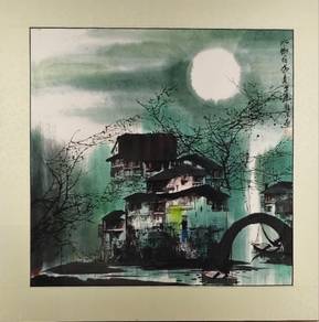 Chinese Ink Painting - Riverside Arch Bridge II
