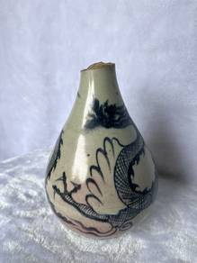 Antique-Style Chinese Blue & White Dragon Vase