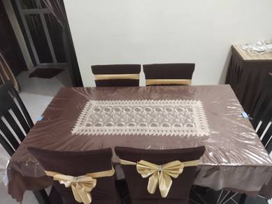 set meja makan kayu 6 kerusi