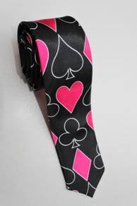 SLIM Playing Card Poker Game Spades BLACK Neck Tie