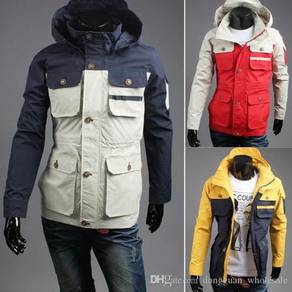 RED Hoodie Multi-Pocket Hiking Military Jacket