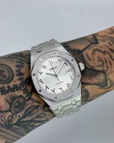 Custom Seiko Mod 42mm Silver Arabic Frosted AP