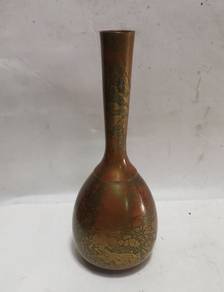 Japanese Ikebana Brass Vase, Hand-Crafted, Showa P