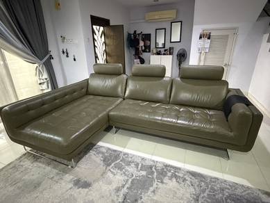 Harvey Norman L Shape Genuine Full Leather Sofa