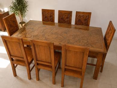 dinner set solid kayu jati 8+1
