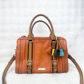 Burberry Alchester Bowling Bag pebbled orange