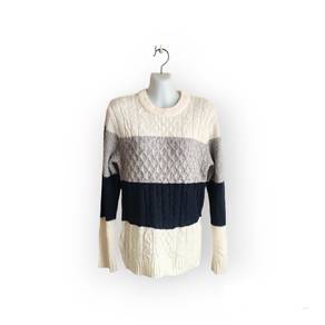 Open dich Japanese cable knit crew neck knitwear.